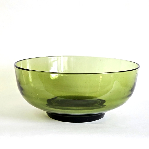 Vintage Green Glass Bowl Serveware Anchor Bowl Avocado Green Serving Bowl